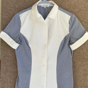 Blue and white short sleeve cotton shirt from Italy